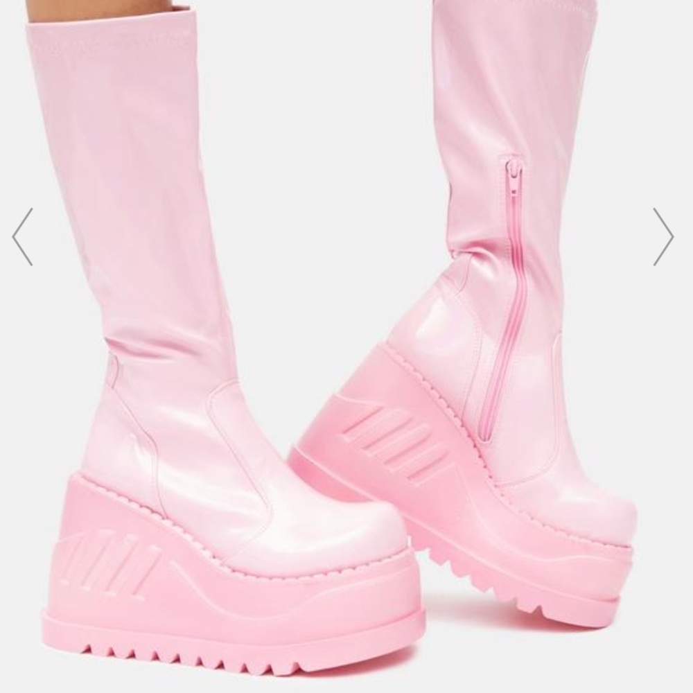 BUBBLEGUM DISCO REVOLUTION PLATFORM BOOTS from DEMONIA
